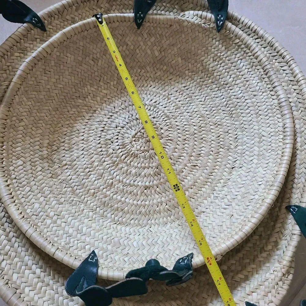 set (2) Sahbi Culture Moroccan Palm Leaf Berber Platters Baskets 22